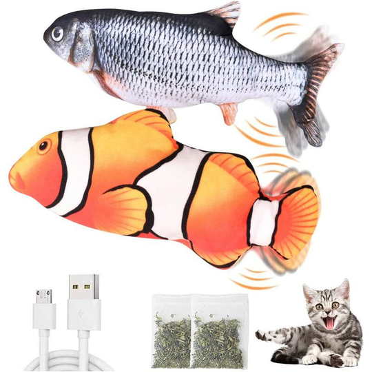 2-Pack Moving Cat Kicker Fish Toy,Dog Toys Fish Moving Fish Cat Toy,Wiggle Fish Catnip Toys, Interactive Cat Toy, Realistic Flopping Fish, Fun Toy
