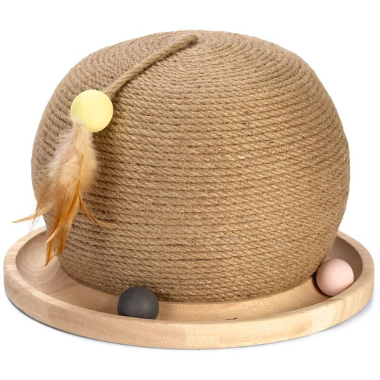 Cat Play and Scratch Globe Mila 29.5x22 cm Wood Designed by Lotte - Brown