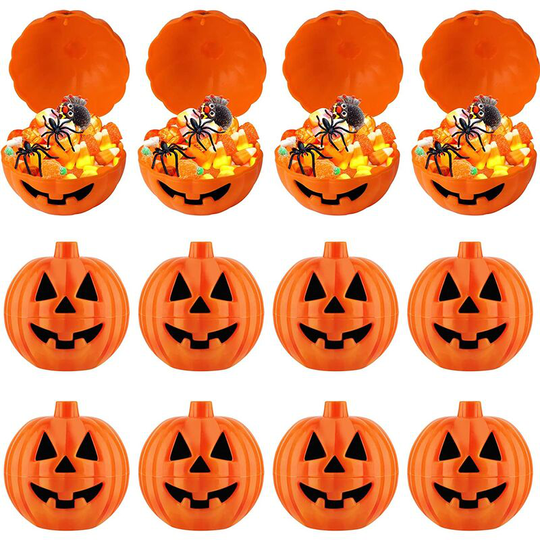 Litzee - 12PCS Mini Pumpkin Boxes, Mini Halloween Pumpkin Candy Box, Mini Pumpkin Halloween Candy Box for Trick Or Treat, Halloween Decoration for