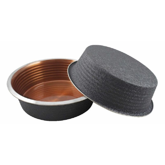 Faux Leather Dog Bowl (17cm) (Copper/Black) - Copper/Black - Ankur