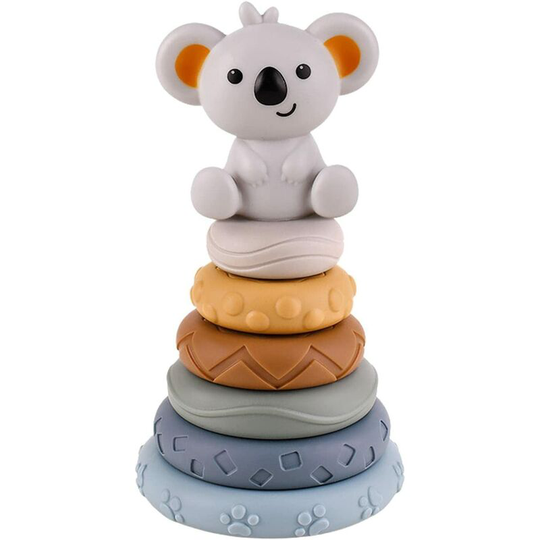 FVO - Stacking Toys for Teether | Koala Stacks of Circles Stacking Learning Toy, Early Learning Sensory Stacking Tower Squeeze Play, Teething Toys