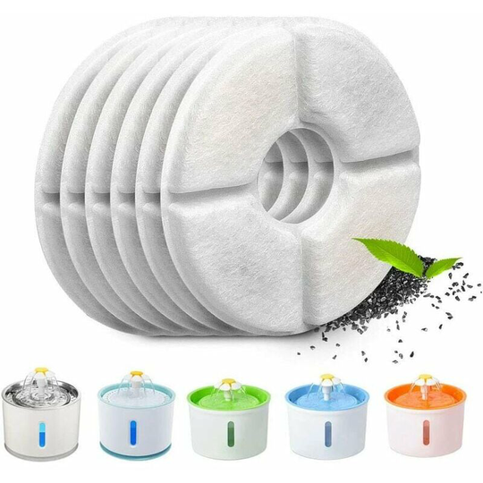 Pack Automatic Cat Fountain Filter, with Resin and Activated Carbon, Replacement Water Filter for Cats & Dogs (Round)