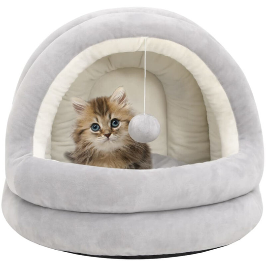 Cat Bed 50x50x45 cm Grey and Cream