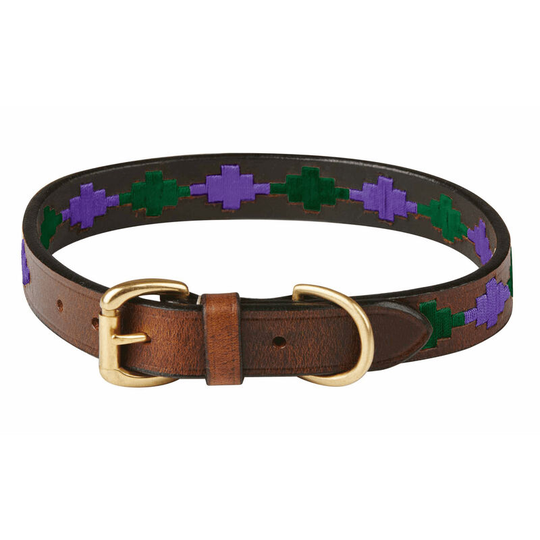Polo Leather Dog Collar (Extra Large) (Cowdray Brown/Purple) - Cowdray Brown/Purple - Weatherbeeta