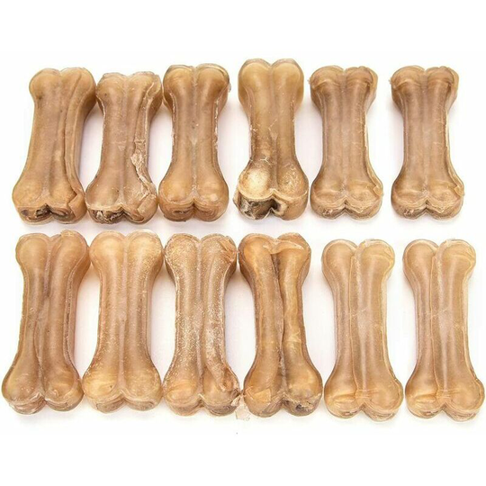 Dog Bones for Pets Natural Chews Eight Tripe Filled With Raw Leather Dog Bones Tasty Chew Treats for Small Dogs / Large Dogs (12 pcs / 3 inch)