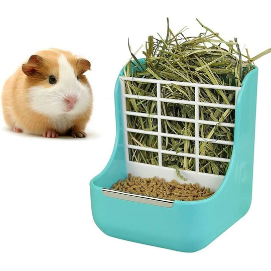 Gift - Rabbit Feeder Guinea Pig Hay Feeder, Guinea Pig Hay Feeder, Plastic Chinchilla Food Bow (Blue)