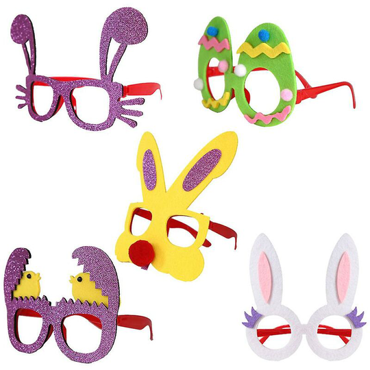 Thsinde - 5Pcs Non-woven Glitter Easter Glasses Adults Kids Easter Decoration Eggs Rabbit Chick Easter Gift