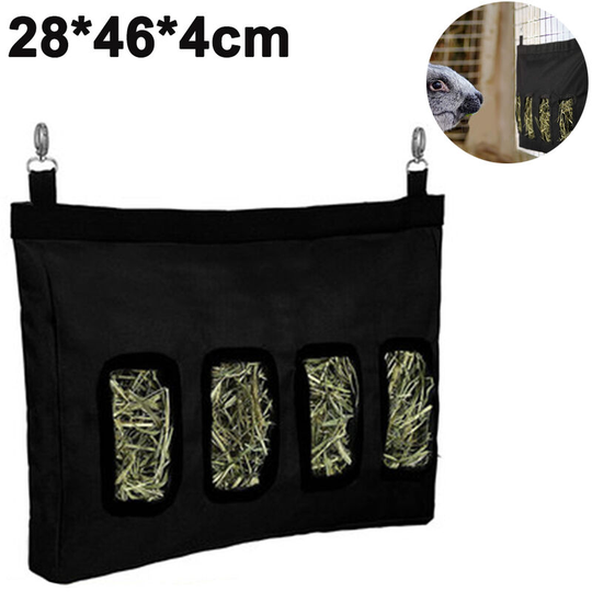 Rabbit Hay Feeder Bag, Guinea Pig Hay Feeder Storage, Rabbit Feeder Hay Feeder for Rabbit Guinea Pig, black