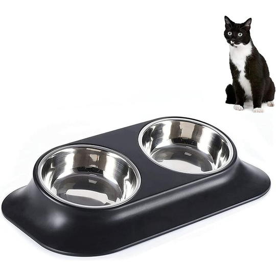 Cat bowl, protect the cervical spine 15° inclined double bowl for cat and dog, non-slip and anti-spill, suitable for pets and cats