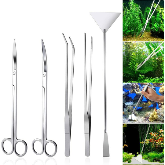 5 in 1 Stainless Steel Aquarium Plants Tank Kit Aquarium Aquatic Plant Tools Sets Tweezers Scissor Spatula