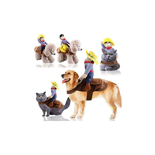 1PC Dog Costume Pet Suit Cowboy Rider Style Pet Riding Transfiguration for Party(M)