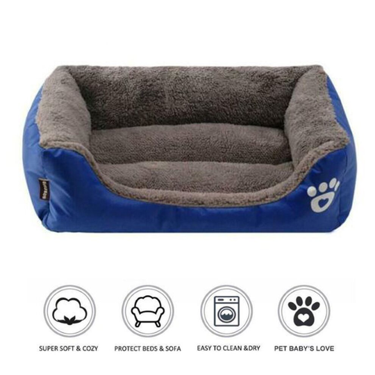 (Blue, M: (54X42cm)) Pet Dog Cat Bed Soft Warm Cushion Puppy Kennel Mat Blanket Washable