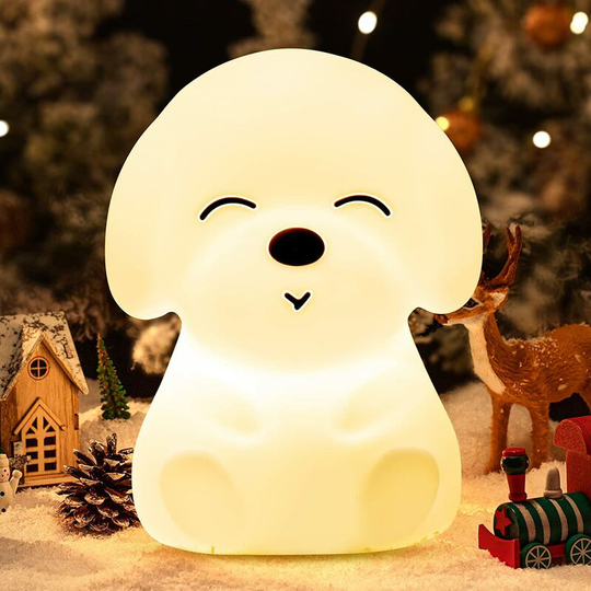 Benobby Kids - Night light for kids, puppy night light with timer, rechargeable night light for kids, silicone baby night light, led night light for