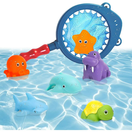 Baby Bath Toy 9 Pcs,Floating Animals Bathroom Pool Toys,Bathtub Toys Water Toys Bath Toy,Bathroom Toys Squirt Net Toys Swimming Pool for Kids 1 2 3