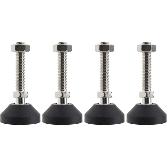 4Pcs Furniture Leveling Feet (D40xM10xL50) with Lock Nut Rotation Regulation Tilting 30 Degree Anti-skid - Black - Norcks