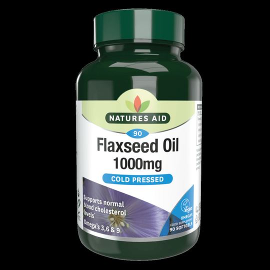 3 X Natures Aid Cold Pressed Flaxseed Oil 1000mg Choose 90 Softgels