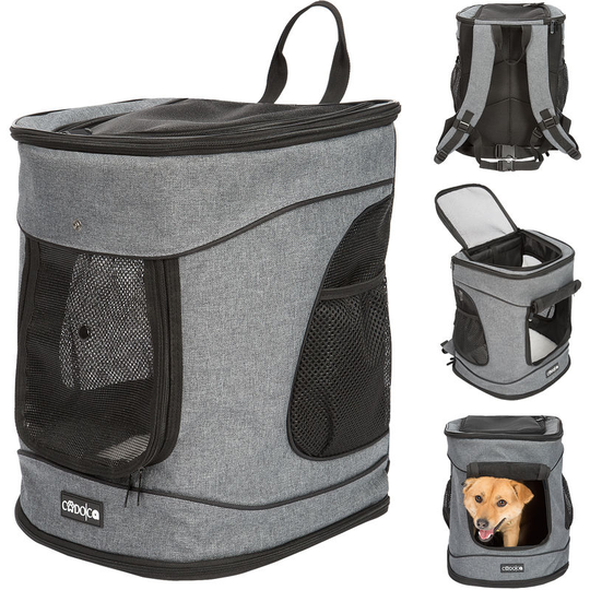 Pet Backpack Dog Backpack Transport Bag For Dogs and Cats With Leash and Waist Belt Grey - Cadoca
