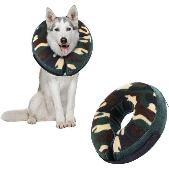 Soft collar for large, medium and small dogs, for after surgery, inflatable collar for cats with adjustable buckle, camouflage, s