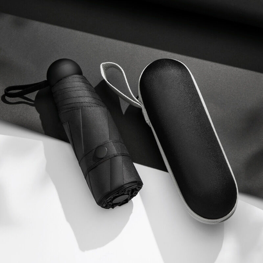 Parasol, Ultra-light Anti-UV And Anti-Sun Folding Capsule Umbrella black