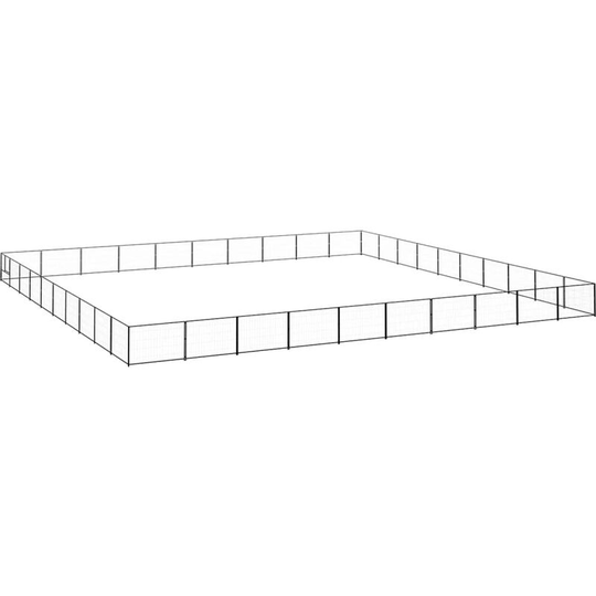 Dog Kennel Black 100 m² Steel Vidaxl Black