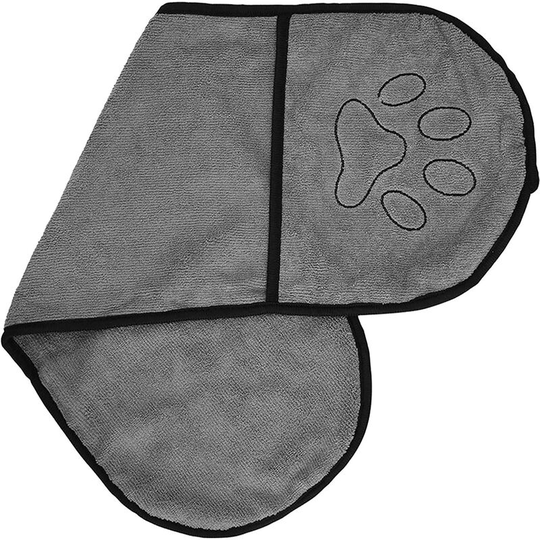Dog Bathrobe, Super Absorbent Bath Towel, Multifunctional Microfiber Quick Drying Shower for Puppy Cat - 63.5 * 21CM Grey
