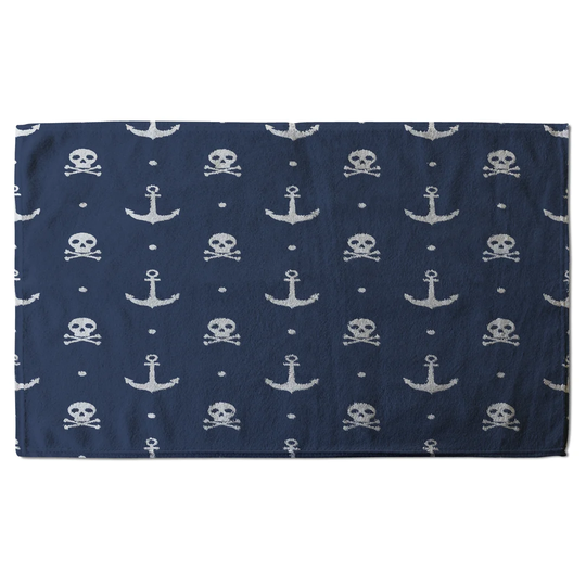 Anchor with Skull and Bones Tea Towel