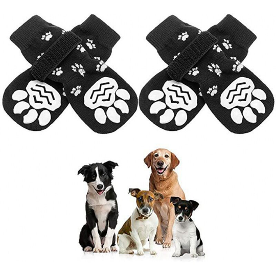 FVO - Dog Socks Indoor Non-Slip Socks Dog Cat 2 Pairs of 4 Adjustable Dog Socks Paw Protective Sticky Socks Indoor Warm Indoor Dog Socks Suitable for