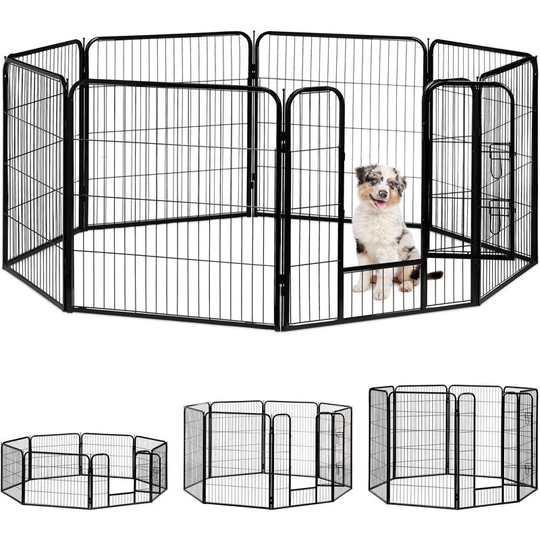 Relaxdays - Whelping Pen for Small Dogs, Puppies, Pets, Sturdy Indoor Playpen, HxWxD: 80 x 78 x 235 cm, Black