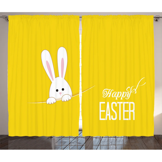 Charleston Easter Bunny Rabbit Animal Cartoon Springtime Cheerful Fun Celebration Art Print 2 Piece Room Darkening Curtain Set