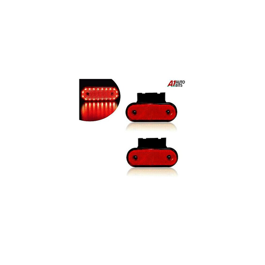 2 pcs 12v Oval 20 Led Red Rear Outline Marker Lights Trailer Lorry & Brackets