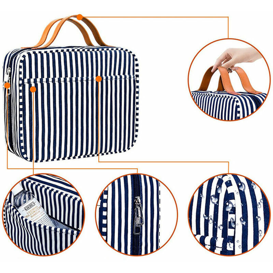 Qersta - Hanging travel toiletry bag, durable large capacity waterproof cosmetic makeup storage bag, camping daily bag, blue