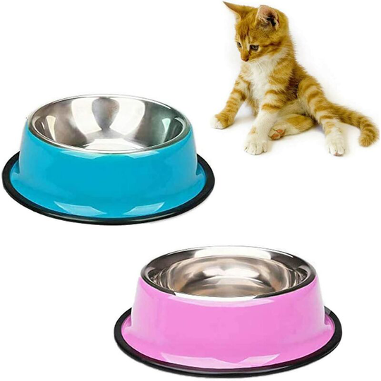 2 Pack Stainless Steel Cat Bowls Non-Slip Leak-Proof Cat Bowls Multi-Functional Pet Bowl