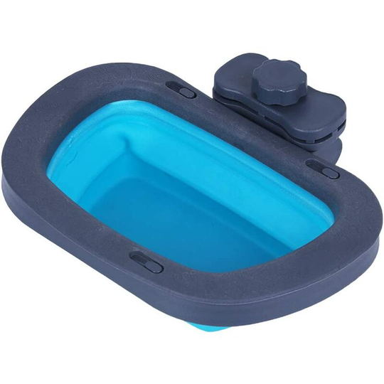 Foldable Silicone Dog Bowls Fixed Hanging Food Bowl Food Water Dual Purpose Portable Travel Bowl Small Medium Cats Dogs Other Small Animals (Blue)