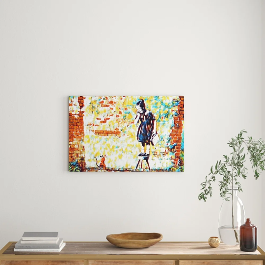 'Girl and Rat' Art Print on Canvas