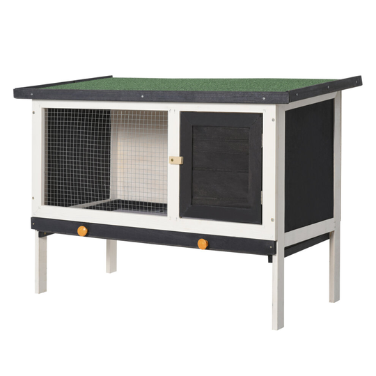 PawHut Wooden Rabbit Hutch Bunny Cage Openable Roof for Outdoor