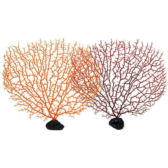 Heguyey - Plastic Artificial Corals, 2 Pcs Artificial Aquarium Plants Fish Tank Decorations Artificial Sea Plants Ornaments with Resin Base