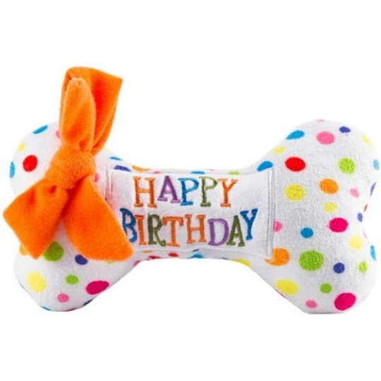 Dog Squeaky Bone Toy, Pet Plush Chew Cake Toy, Cute Plush Dessert Dog Cat Birthday Gift - Bone