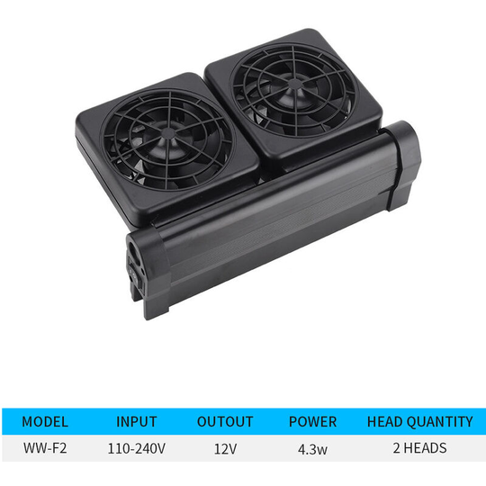 Mini Aquarium Cooling Fan Adjustable Air Speed Aquaculture Cooling Fan (WW-F2 2 Heads)