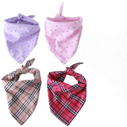 4-Pack Triangle Dog Bandana, Washable and Adjustable Kerchief Set for Dogs Cats Pets,S