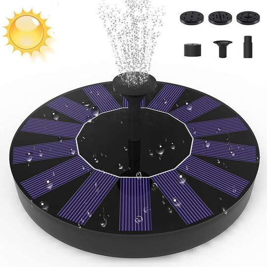Solar fountain, emitters, solar pond pump with solar panel, bird bath, fish tanks