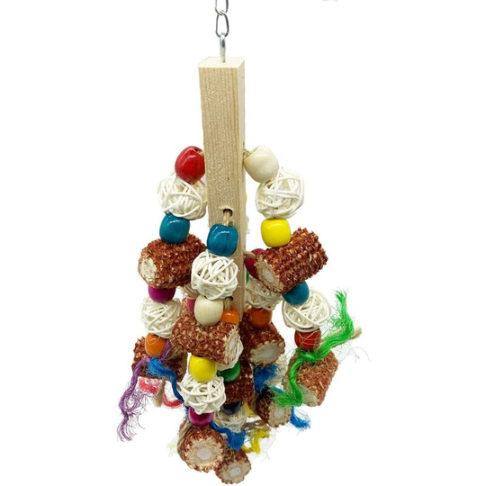 Bird Block Knots Tearing Toy Natural Corn Parrot Chewing Toy suggested for Cockatoo Macaws, Parakeets, Conures, African Gray Parrots