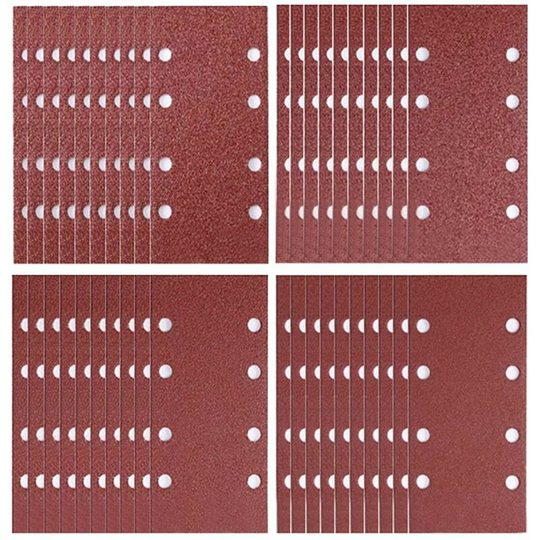 Pack of 40 sanding sheets 93 x 185 mm with 8 holes for eccentric sander Grit 40/60/80/120