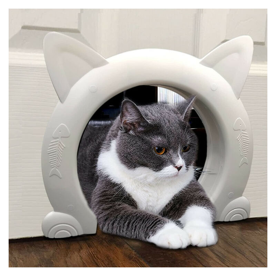 Muff - Cat Flap for Hides Litter Box and Cat Food,ABS Plastic Cat Corridor Interior Pet Door 22.5cm*27cm*5.5cm White