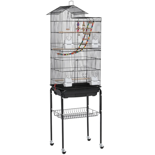 Furr 158.5Cm Iron Pointed Top Floor Bird Cage with Wheels