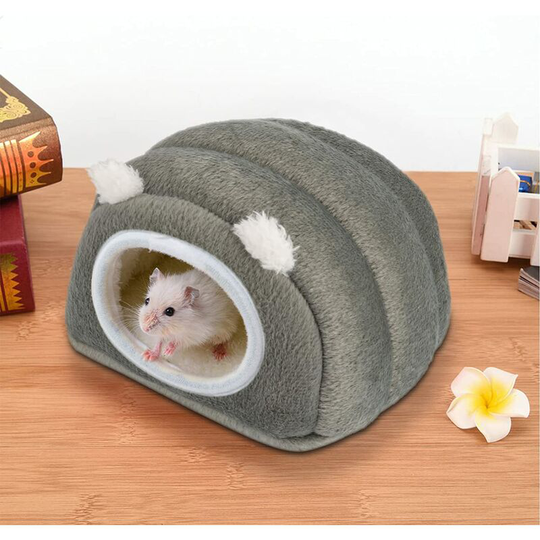 Winter House for Hamster, Gray Pet, Cozy and Warm Bed Suitable for Small Animals, Guinea Pig Nest Bedding, Hedgehog, Gerbil, Rat