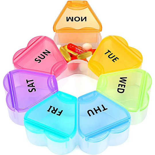 Aougo - Pill Organizer 7 Day Weekly Tablet Organizer Portable Medicine Storage Box for Vitamin, Supplement And Fish Oil