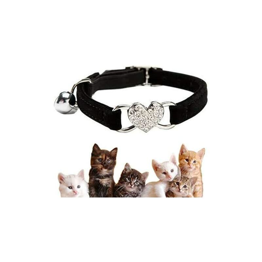Cat Collar, Adjustable Soft Velvet Cat Collar with Bell, Fits Most Cats and Small Dogs (17cm-28cm)
