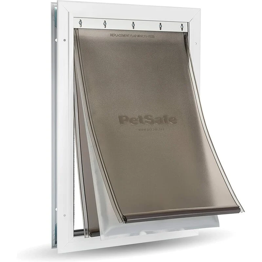 Aluminum Pet Cat Flap for Extreme Weather Conditions, Insulated Flap System of 3 Energy Efficient Plastic Flaps, 1 Closing Flap, Heavy Duty - Large