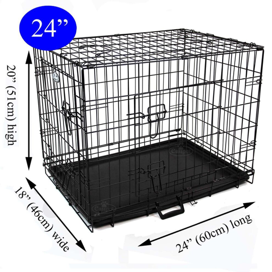 Easipet 24 inch dog metal cage in black with two opening doors 21047