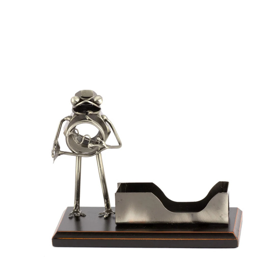 Frog Head French Horn Screw Man Place Card Holder